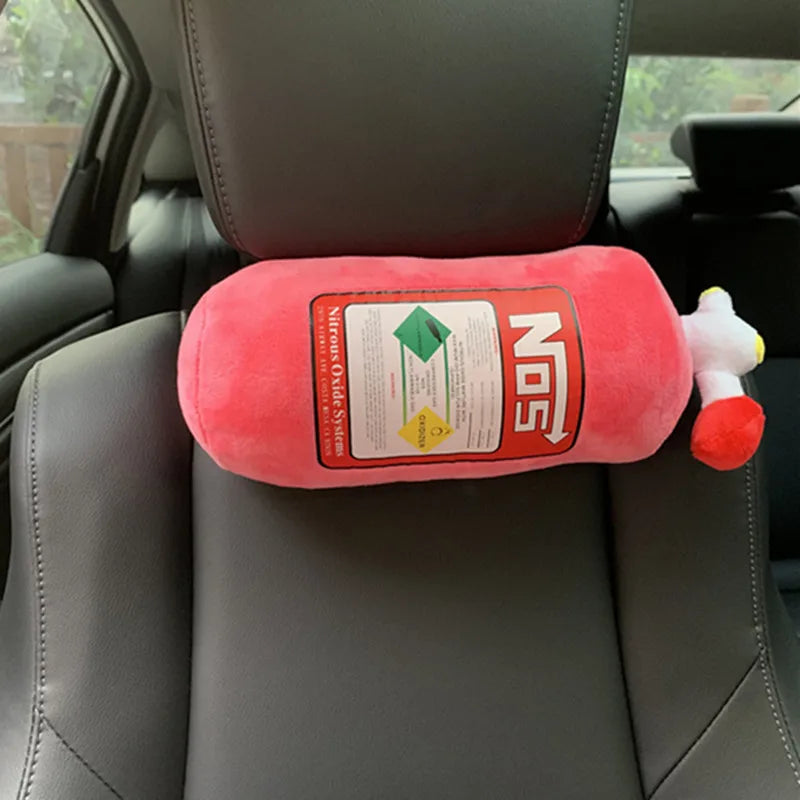Car Seat Creative Headrest Neck Plush Pillows Car Nitrogen Cylinder Shape Neck Pillow Seat Cushion Waist Pillow Car Accessories