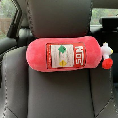 Car Seat Creative Headrest Neck Plush Pillows Car Nitrogen Cylinder Shape Neck Pillow Seat Cushion Waist Pillow Car Accessories