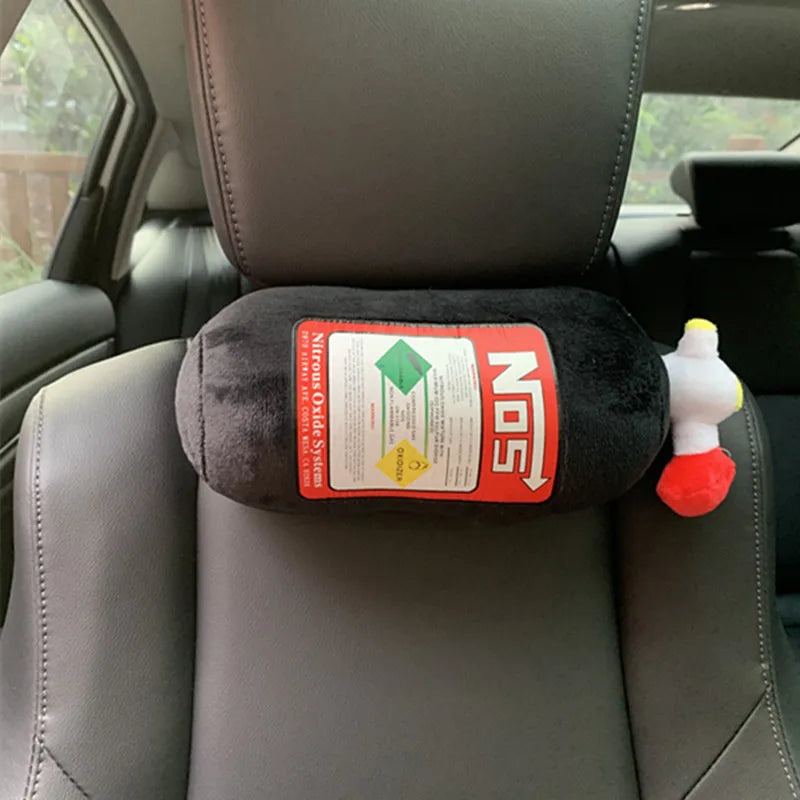 Car Seat Creative Headrest Neck Plush Pillows Car Nitrogen Cylinder Shape Neck Pillow Seat Cushion Waist Pillow Car Accessories