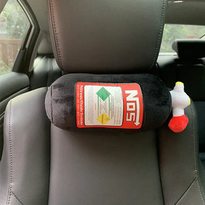 Car Seat Creative Headrest Neck Plush Pillows Car Nitrogen Cylinder Shape Neck Pillow Seat Cushion Waist Pillow Car Accessories