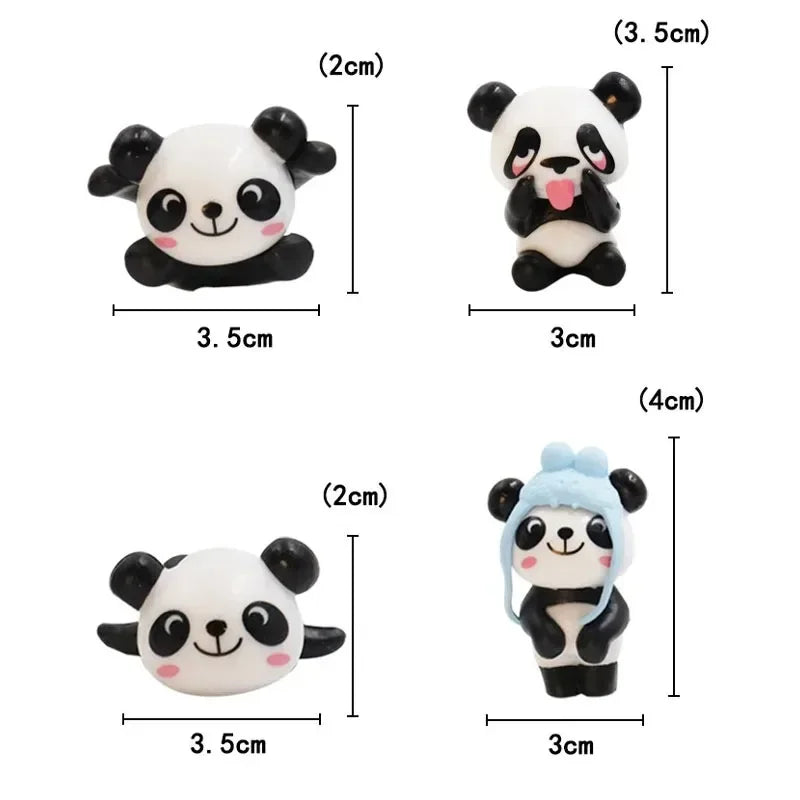 8Pcs/Set Cute Panda Car Accessories Interior Funny Car Decoration Dashboard Mini Cartoon DIY Auto Ornament Decor Supplies