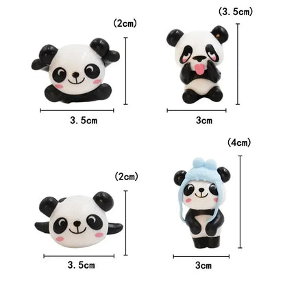 8Pcs/Set Cute Panda Car Accessories Interior Funny Car Decoration Dashboard Mini Cartoon DIY Auto Ornament Decor Supplies