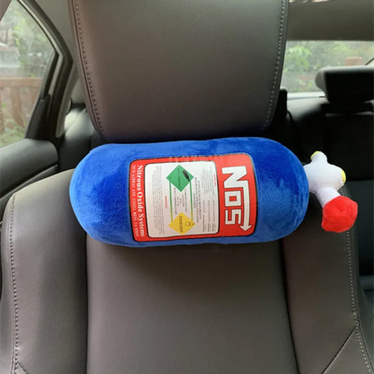 Car Seat Creative Headrest Neck Plush Pillows Car Nitrogen Cylinder Shape Neck Pillow Seat Cushion Waist Pillow Car Accessories