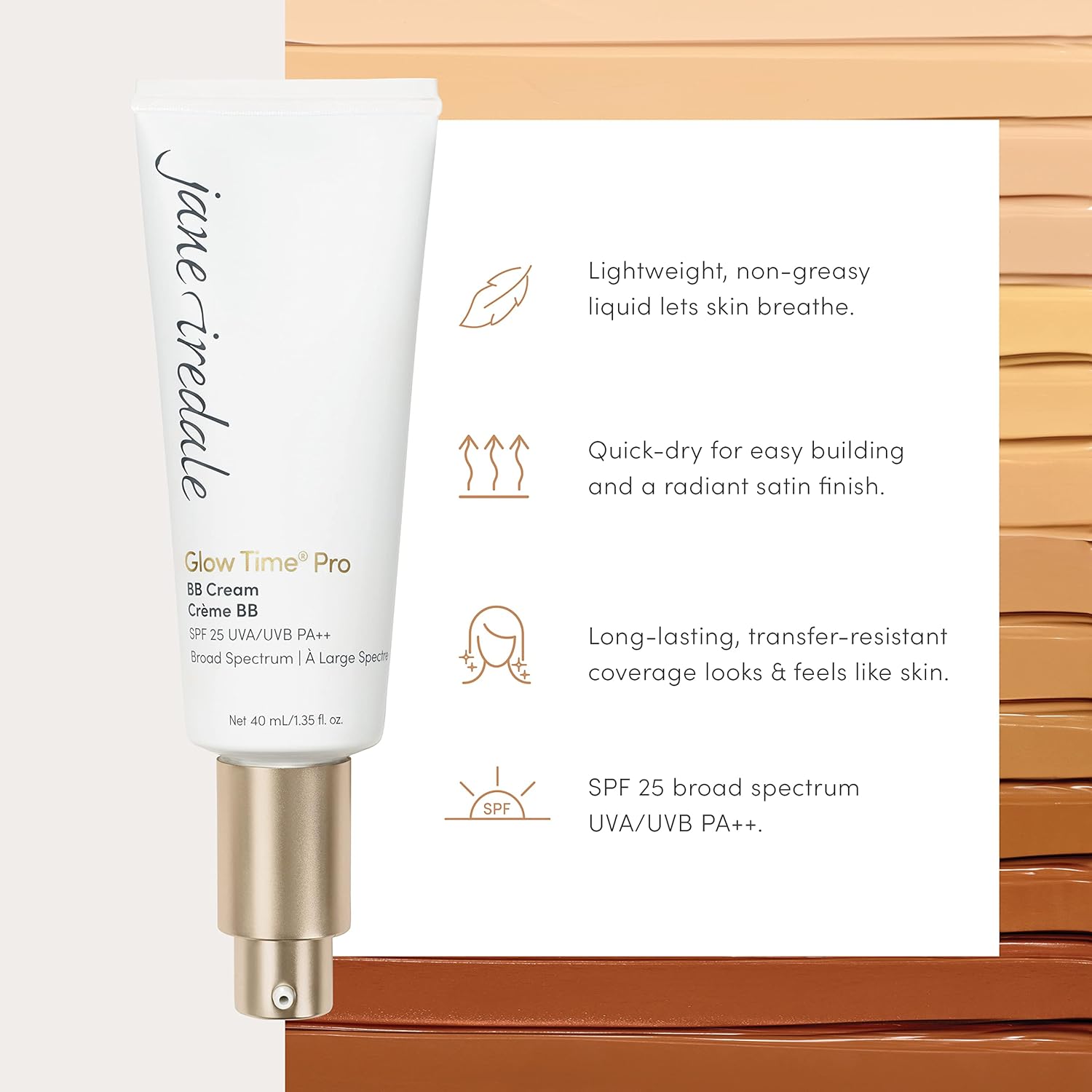 jane iredale Glow Time Pro BB Cream | Weightless Blemish Concealer with Buildable Coverage | SPF 25 Broad Spectrum Sun Protection | Satin Finish
