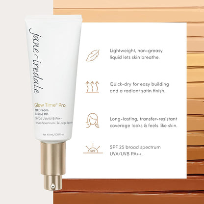 jane iredale Glow Time Pro BB Cream | Weightless Blemish Concealer with Buildable Coverage | SPF 25 Broad Spectrum Sun Protection | Satin Finish