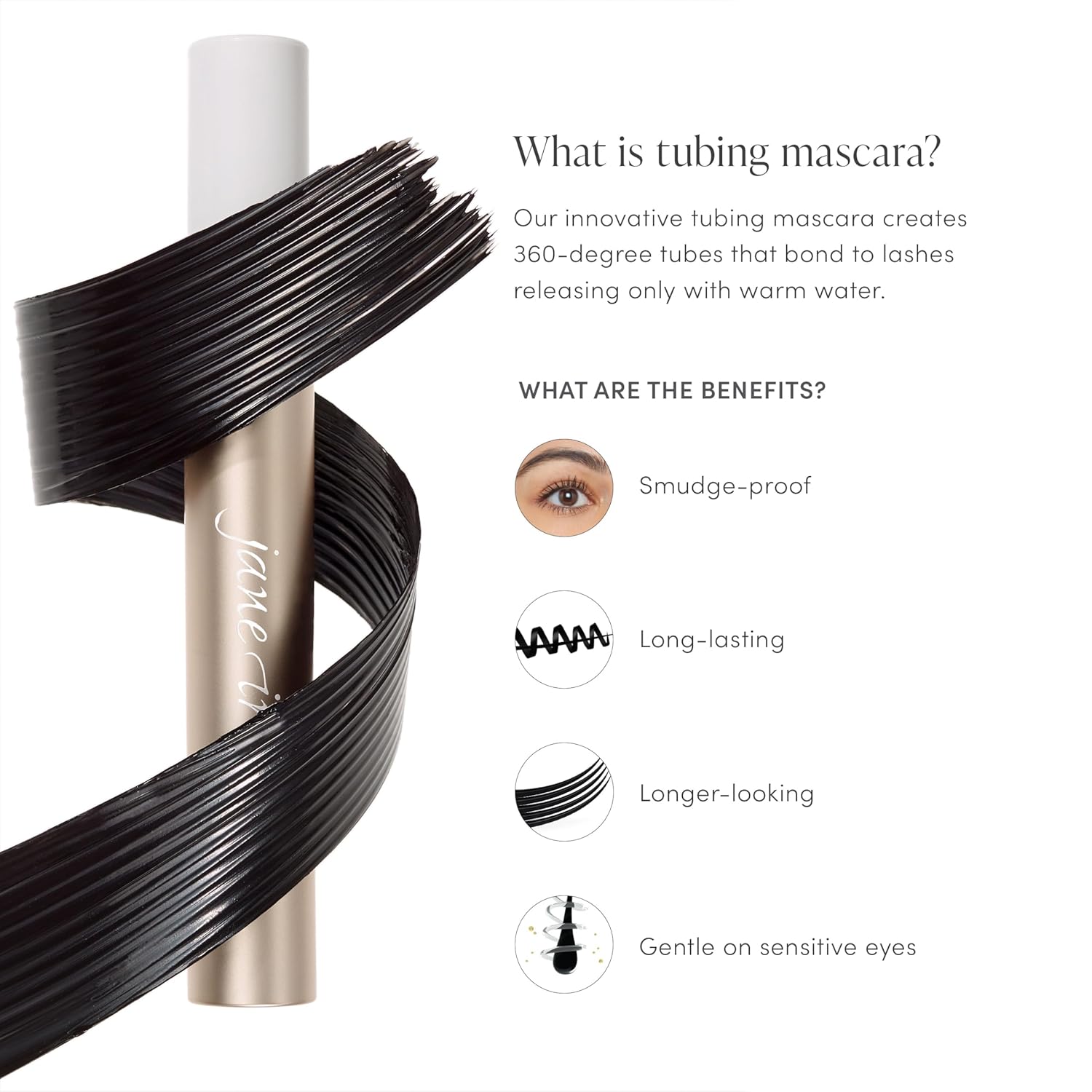 jane iredale Lash Fixation Length & Definition Tubing Mascara, Long-Wear, Smudge-Resistant Formula, Lifts, Curls, & Separates, Vegan, Cruelty-Free