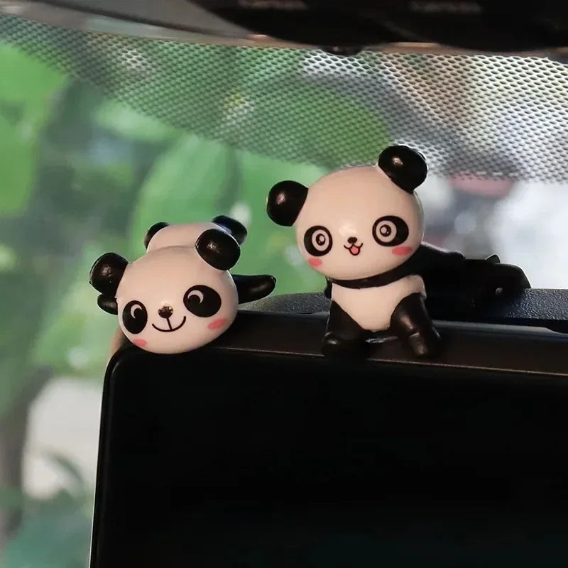 8Pcs/Set Cute Panda Car Accessories Interior Funny Car Decoration Dashboard Mini Cartoon DIY Auto Ornament Decor Supplies